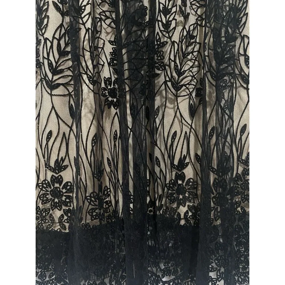 Metro Wear Skirt Black Mesh Floral Overlay Tan Lining Sz PS Elastic Waist 28 - Picture 14 of 14